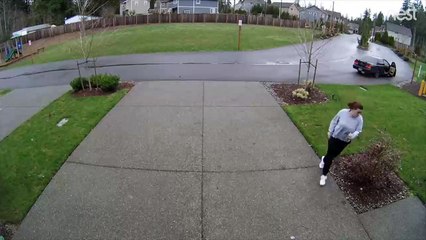 Esta ladrona intenta robar un paquete postal y recibe su merecido instantáneo