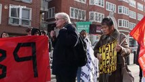 Protesters gather outside UK Home Office to show solidarity with migrants