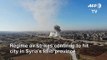 Syrian regime air strikes target Maaret al-Numan in northwestern Syria