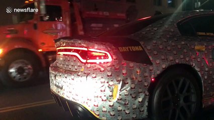 Wrapper ride: cool car spotted in LA with Santa Claus gift wrap