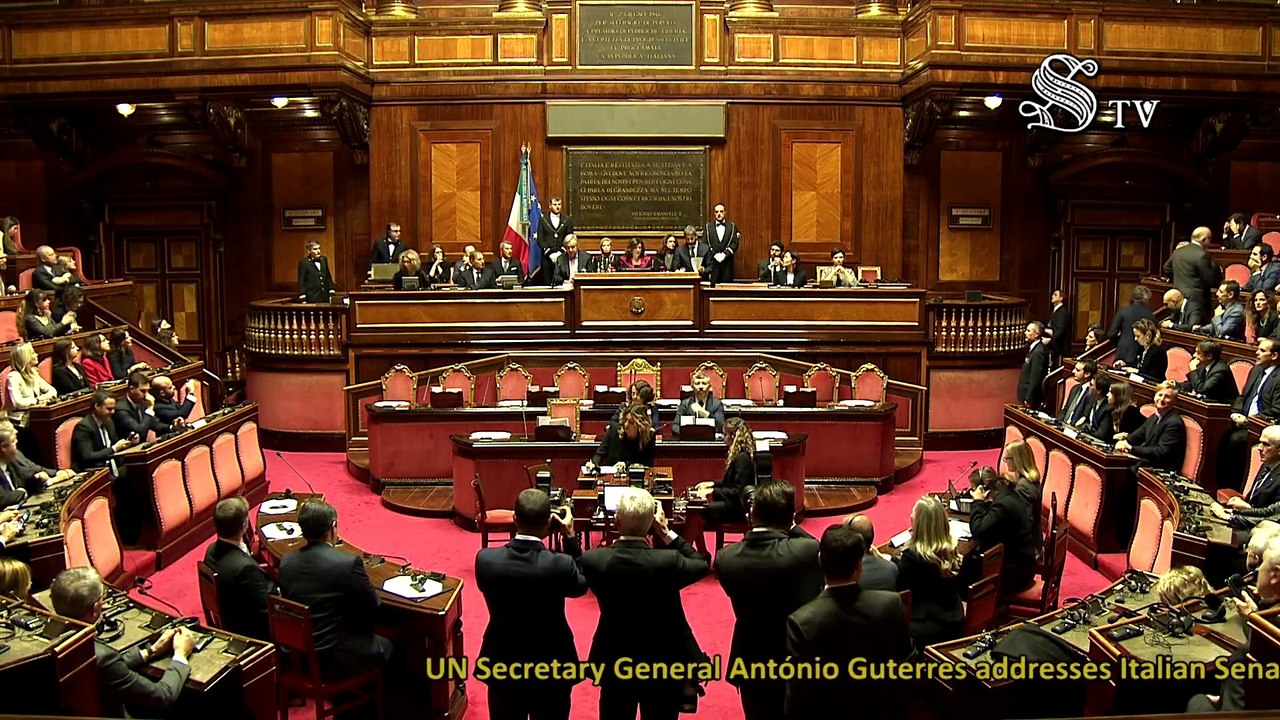 The UN Secretary-General, António Guterres, addresses Italian Senators and Deputies (18.12.19)