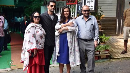 Neha Dhupia And Angad Bedi Take Their Newborn Daughter Mehr Home