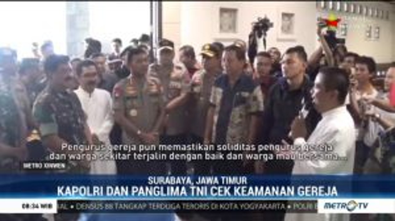 Panglima TNI dan Kapolri Tinjau Pengamanan Gereja di Surabaya