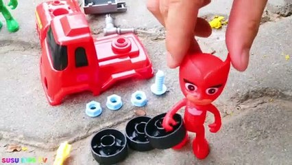 Montage de véhicule pour les enfants ensemble complet -2 montage de véhicule Excavator avec PJ masks