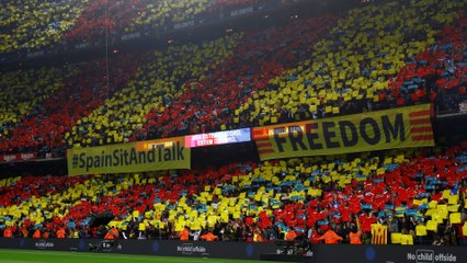 Catalan independence protests kick off at El Clasico match