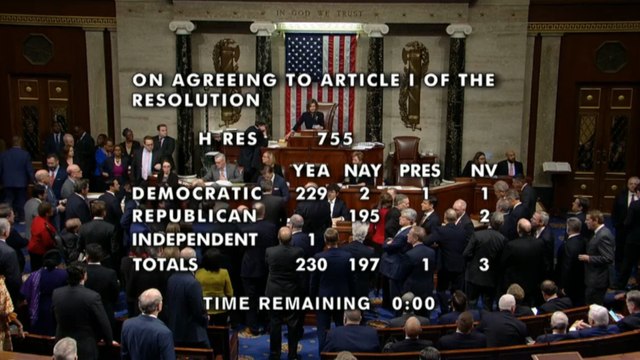 Cámara de Representantes aprueba el 'impeachment' contra Trump