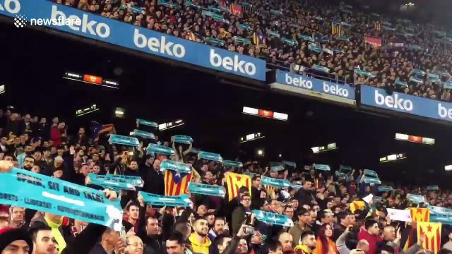 Pro-Catalan independence protesters interrupt Barcelona-Real Madrid game in Catalonia