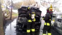 Poggio Toriana (RN) - Incendio di due mezzi coinvolti in un incidente(17.12.19)
