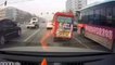 Bus narrowly misses toddler that fell out of moving three-wheeler in China