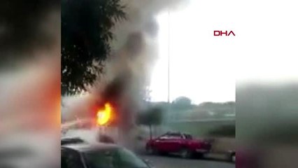 Aydın servis midibüsü alev alev yandı