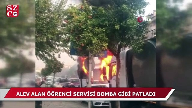 İçinde öğrenciler vardı! Servis aracı bomba gibi patladı