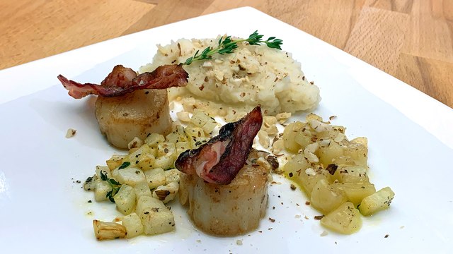 Recette : Saint-Jacques poêlée et purée de céleri