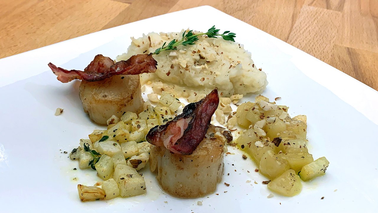 Recette : Saint-Jacques poêlée et purée de céleri