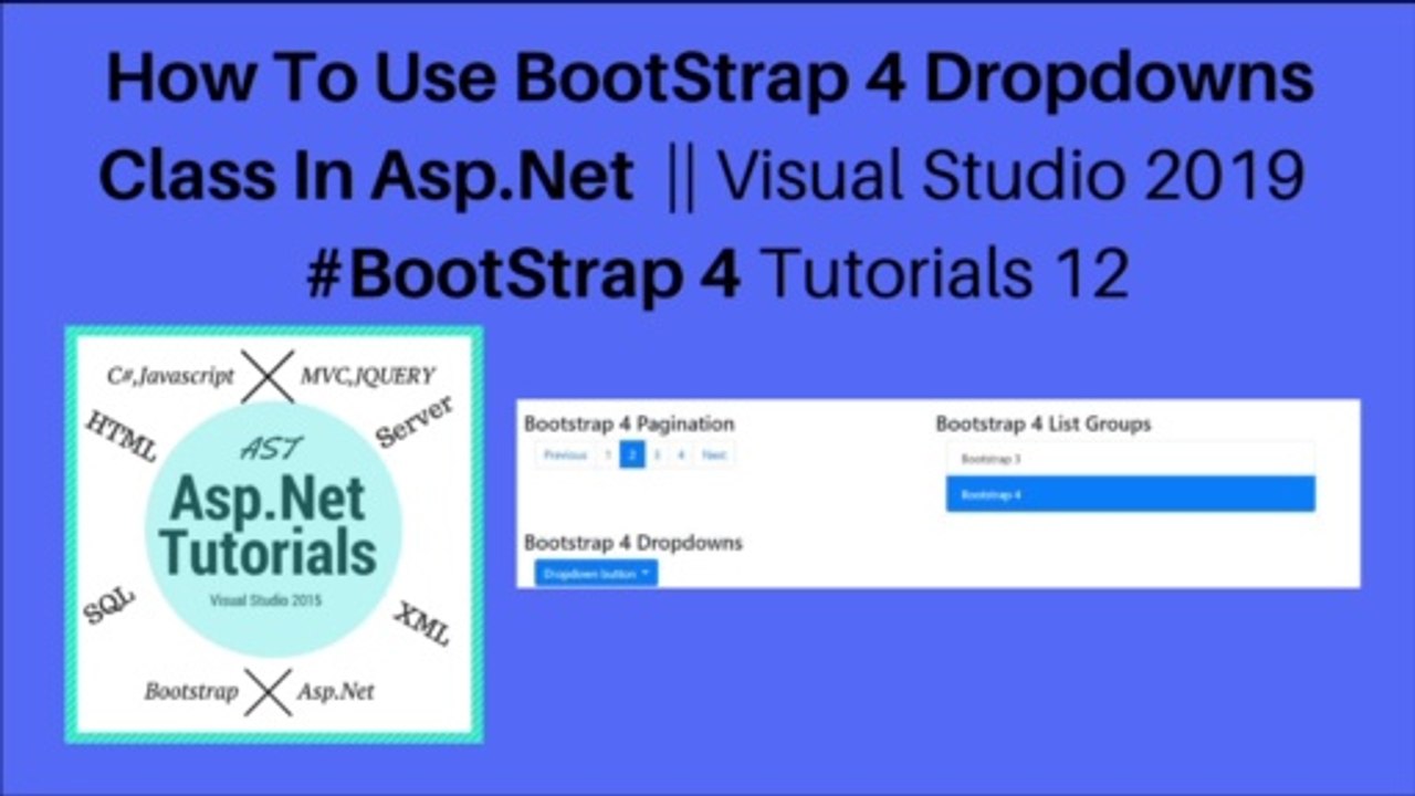 How to use bootstrap 4 dropdowns class in asp.net || visual studio 2019 #bootstrap 4 tutorials 12