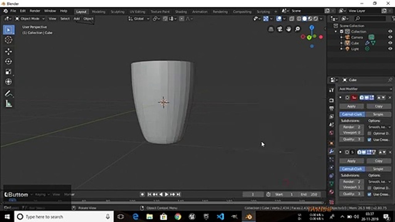 MAKE BEGGINER LEVEL PAPER GLASS MODEL IN BLENDER (3D OPEN SOURCE MODELLING SOFTWARE)