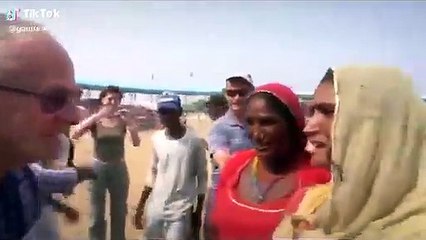 Rajasthani Desert Area lady women speaking English with foreigner