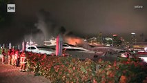 Le yacht de luxe appartenant au chanteur américain Marc Anthony, l'ancien mari de Jennifer Lopez, détruit cette nuit par un incendie à Miami