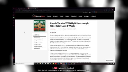 CANELO ALVAREZ VACATES WBO LIGHT HEAVYWEIGHT TITLE