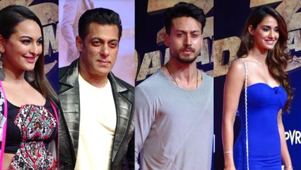 Download Video: Salman Khan Sonakshi Sinha Disha Patani Tiger Shroff Riteish Genelia and other celebs attend Dabangg 3 screening