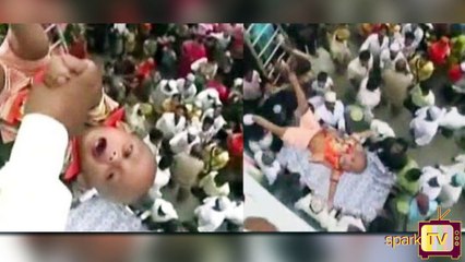 பிறந்த குழந்தையை 50 அடியில் இருந்து தூக்கி போடும் சடங்கு..!