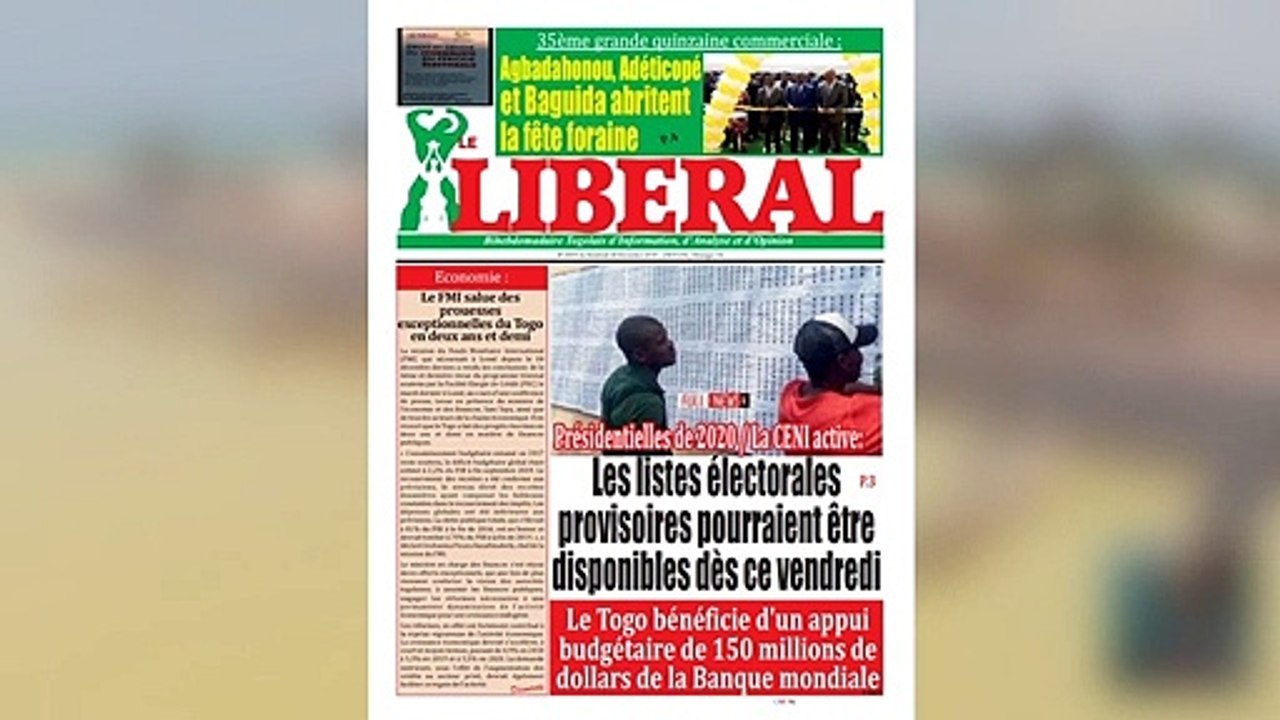 Une des journaux parus ce 20 décembre 2019