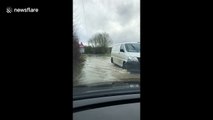 Yellow flood warnings issued for Essex, UK as roads turn into rivers