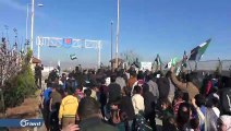مظاهرة قرب معبر السلامة الحدودي نصرة لإدلب