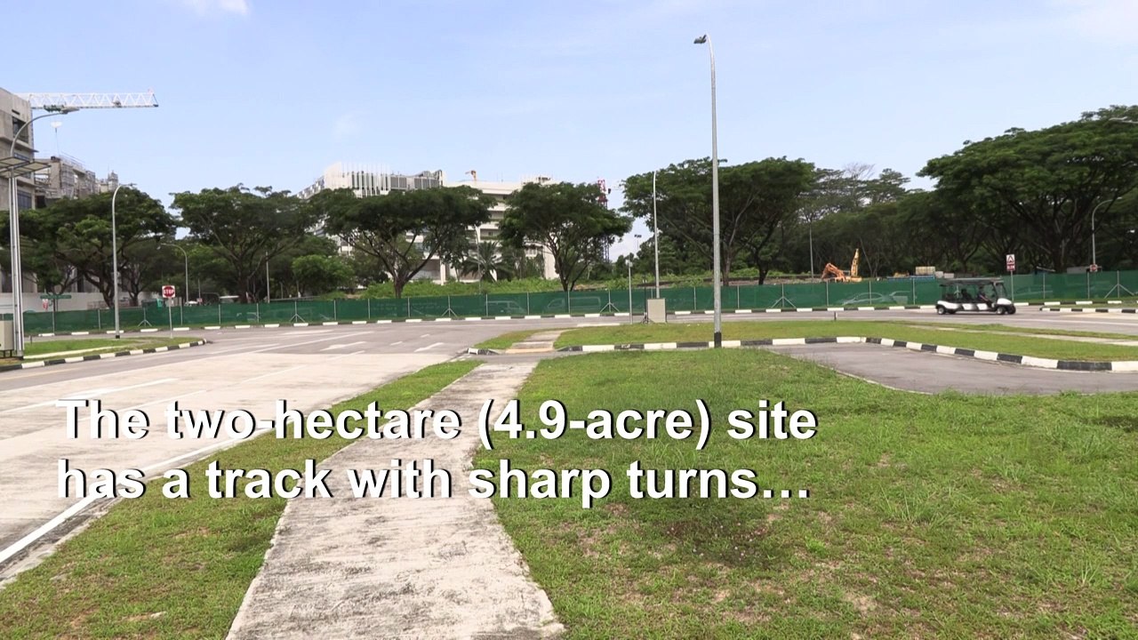 Mock skyscrapers, rain at Singapore self-driving test centre