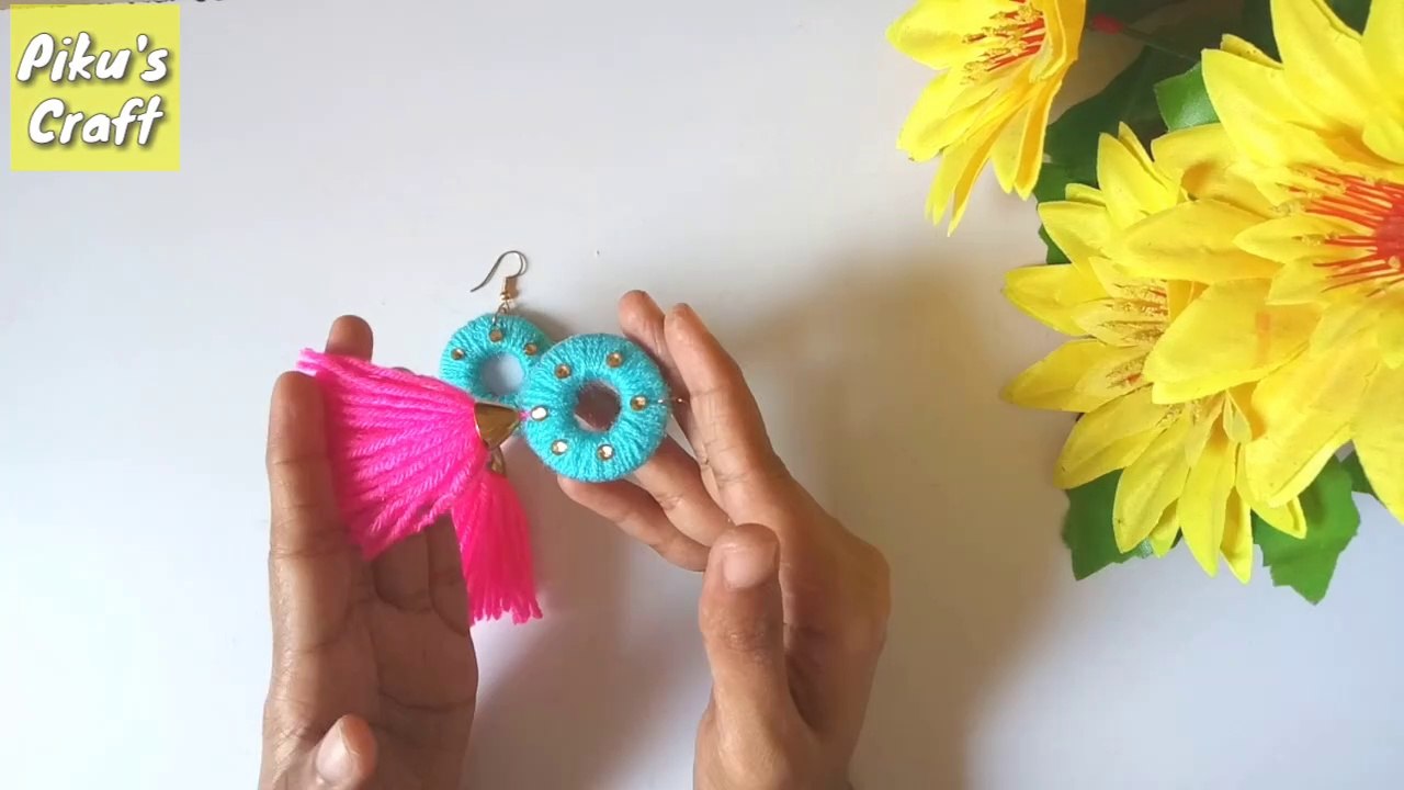 Reuse Old Earrings | Woolen Earrings | What To Do With Old Earrings | How To Reuse Old Earrings | Woolen Earrings Making | Reuse Old Jewellery | Old Earrings Craft |  How To Reuse Old Jewellery | Making Things With Old Jewellery | How To Use Old Earrings