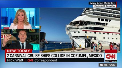 Regardez la collision spectaculaire entre deux énormes paquebots qui a fait 6 blessés au large de l’île de Cozumel au Mexique