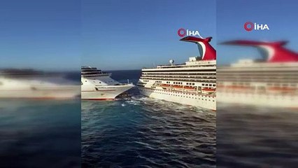 Lüks yolcu gemilerinin çarpışma anı kamerada