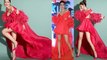 Kriti Sanon looks stunning in a bold pink thigh high slit gown । Boldsky