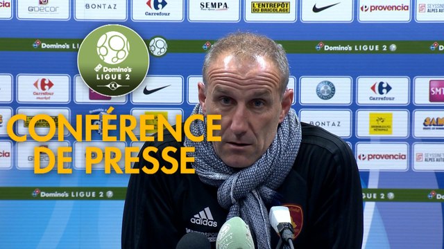 Conférence de presse Grenoble Foot 38 - Rodez Aveyron Football (2-1) : Philippe HINSCHBERGER (GF38) - Laurent PEYRELADE (RAF) - 2019/2020