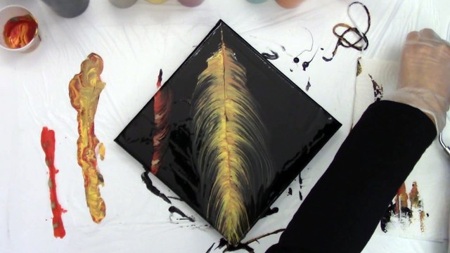 Acrylic String Pull - Feathers - Easy Acrylic Painting