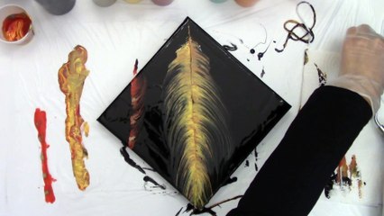 Acrylic String Pull - Feathers - Easy Acrylic Painting