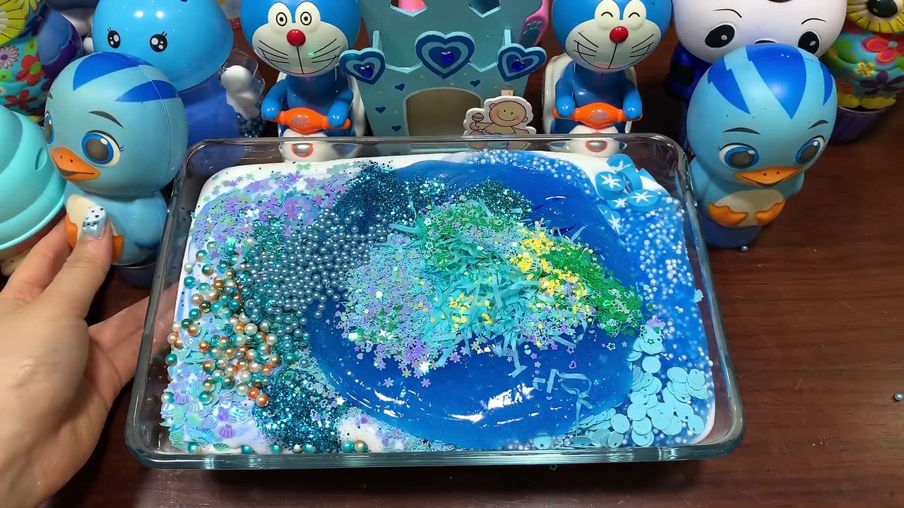 Festival of Elsa Blue !! Mixing Random Things Into Glossy Slime !! Satisfying Slime Smoothie #827