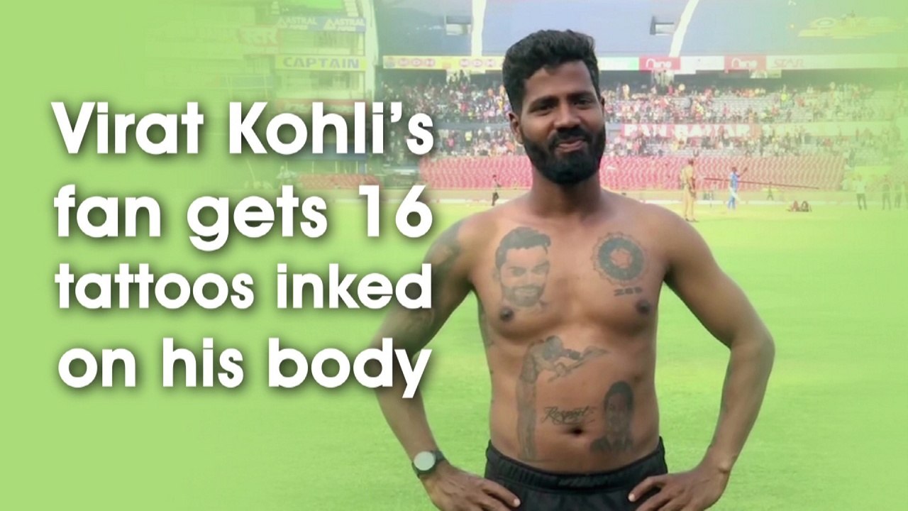 Virat Kohli’s fan gets 16 tattoos inked on his body