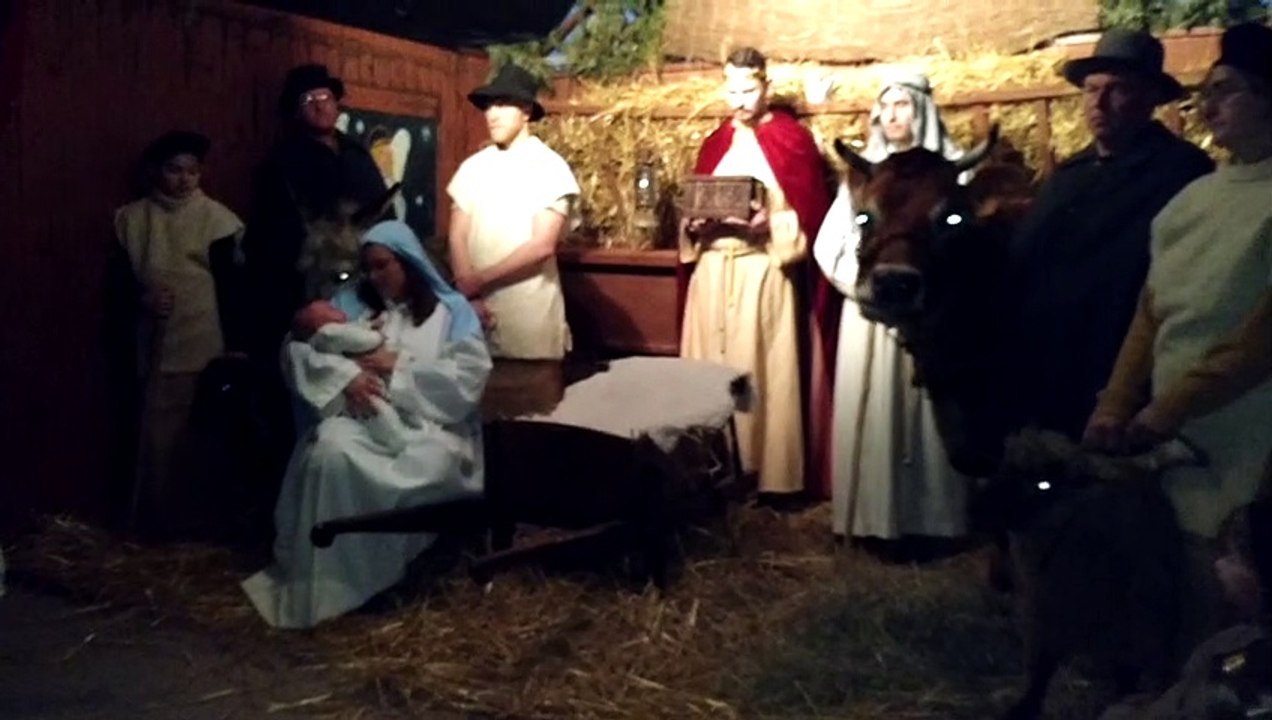 Jurbise. Succès pour  Oscar le bébé de lla crèche vivante à Masnuy Saint Pierre. Vidéo Eric Ghislain