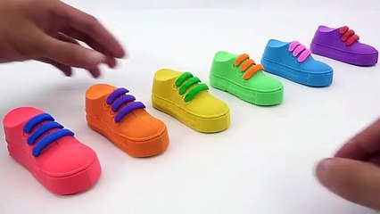 DIY How to make Rainbow Kinetic Sand Shoes Train Surprise Toys for Kids Learn Colors with fun songs