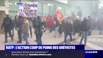 Des centaines de grévistes se sont rassemblés devant le siège de la RATP
