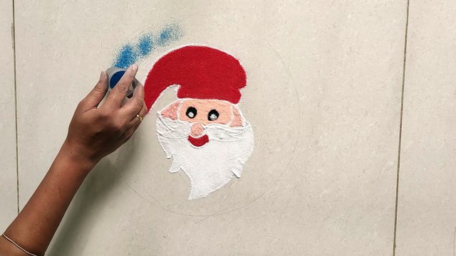 Very easy Santa claus Rangoli design for Christmas Day | Christmas day Rangoli design