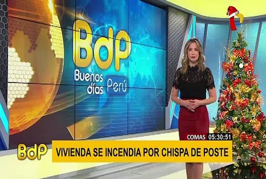 Comas: vivienda se incendia por aparente corto circuito en poste