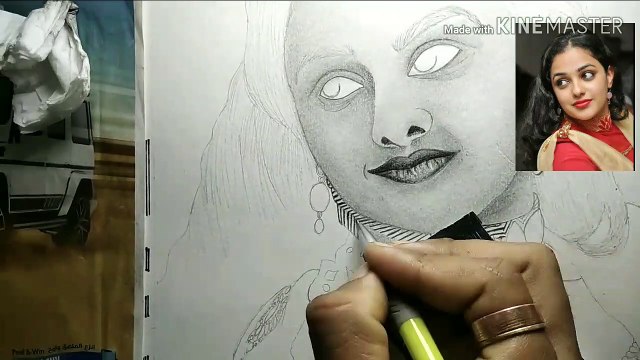 Saurav joshi v/s Draw with Shivam sk, South Indian ectress nithya menon realistic drawing art channel saurav joshi art's full time video