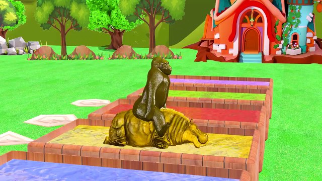 Aprende los colores con los gorilas montando animales