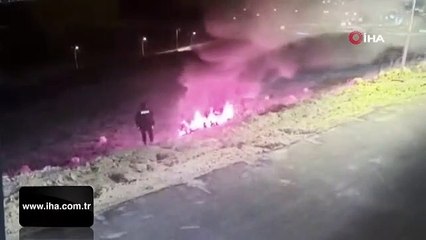 Polislerden örnek davranış... Patlama riskine rağmen yanan araçtan şoförü çıkardılar