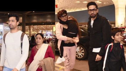 Download Video: Vicky Kaushal, Ayushmann Khurrana With Family, Mouni Roy, & Urvashi Rautela At The Airport