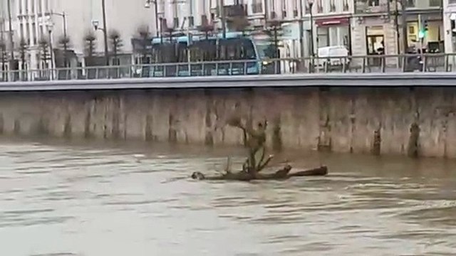 Besançon : le Doubs en crue