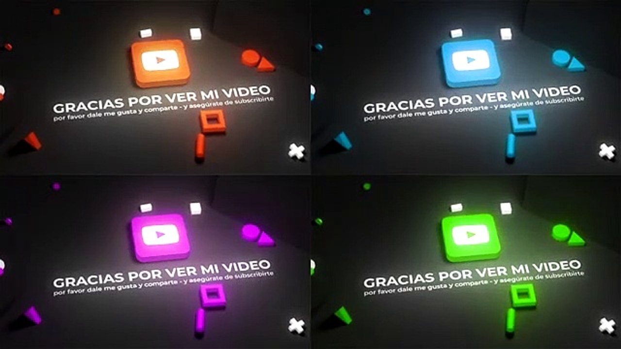 No Text Outro Template - Without Text Thanks for watching (True 3D Outros Multi Languages)