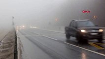 Bolu dağı'nda yağmur ve sis