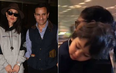 Download Video: Kareena Kapoor, Saif Ali Khan & Taimur spotted at the Airport as they fly out of the country for New Year Celebrations